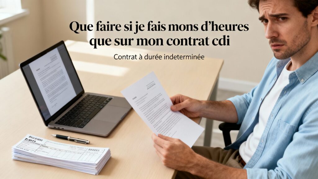 Que faire si je fais moins d'heures que sur mon contrat cdi avec texte
